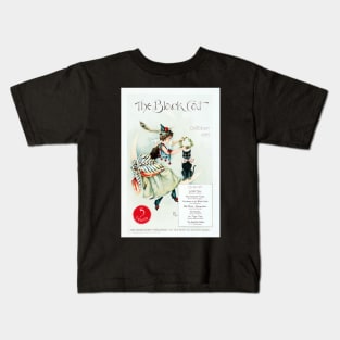 The Black Cat Magazine Cover From October 1895 Restored Print Kids T-Shirt